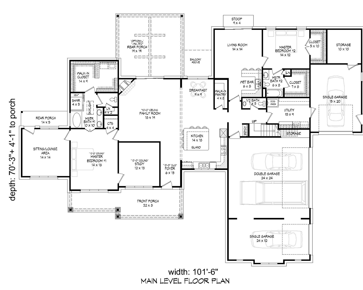 Craftsman Traditional Level One of Plan 81507