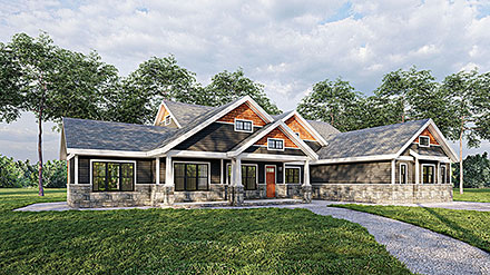 Craftsman Traditional Elevation of Plan 81507