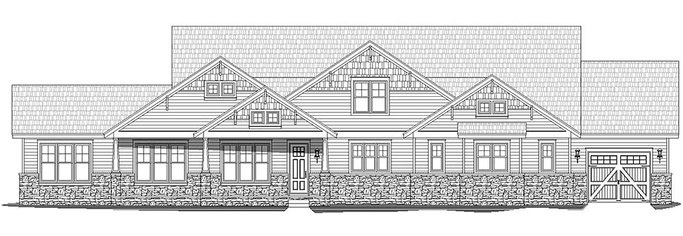 Craftsman, Traditional Plan with 4081 Sq. Ft., 4 Bedrooms, 4 Bathrooms, 4 Car Garage Picture 4