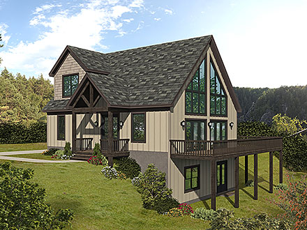 Contemporary Country Elevation of Plan 81509