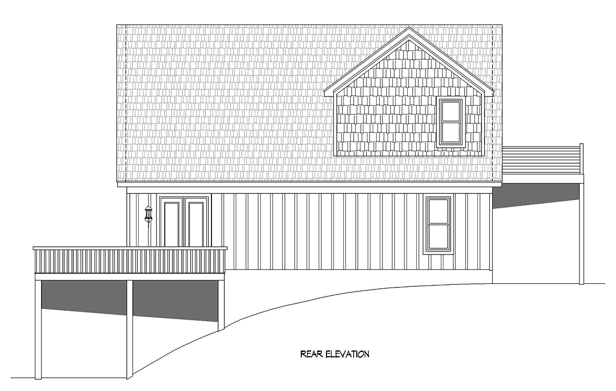 Contemporary Country Rear Elevation of Plan 81509