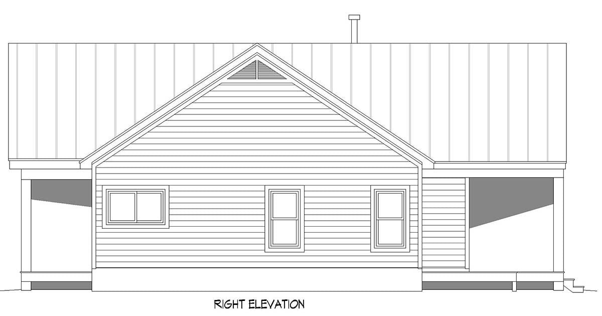 Cottage, Country, Farmhouse, Traditional Plan with 1468 Sq. Ft., 3 Bedrooms, 2 Bathrooms Picture 2