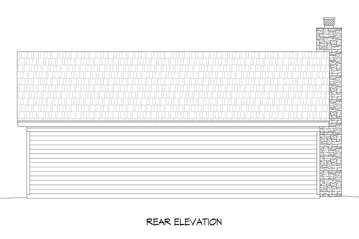 Country Ranch Traditional Rear Elevation of Plan 81511