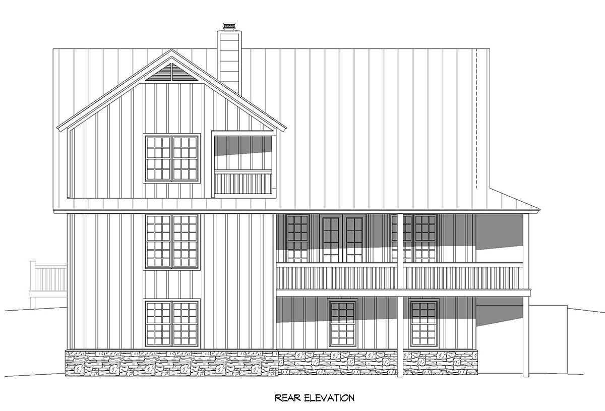 Cottage Country Farmhouse Traditional Rear Elevation of Plan 81513