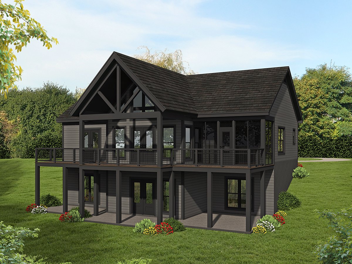 Country, Farmhouse, Ranch, Traditional Plan with 1273 Sq. Ft., 3 Bedrooms, 2 Bathrooms Rear Elevation