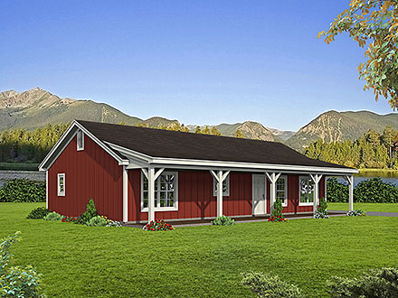 Country Farmhouse Ranch Elevation of Plan 81517