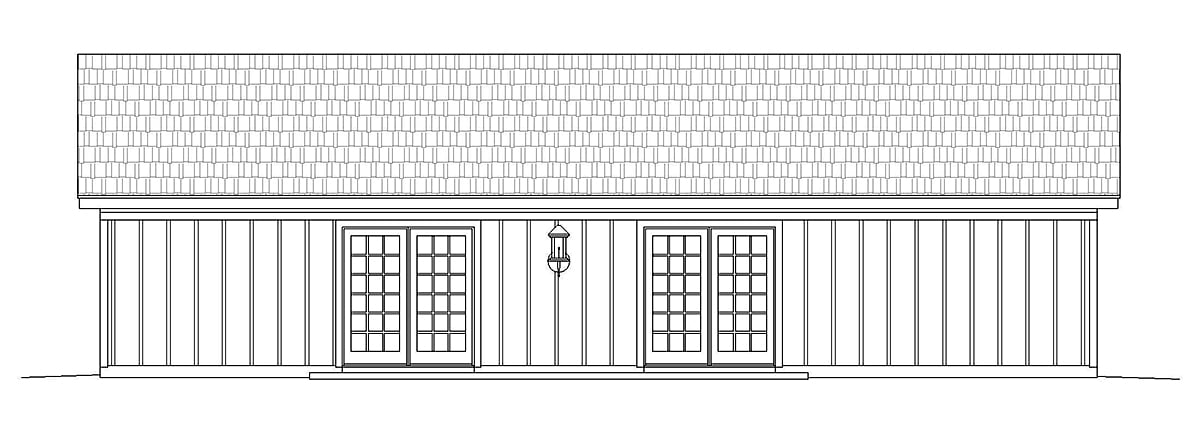 Country Farmhouse Ranch Rear Elevation of Plan 81517