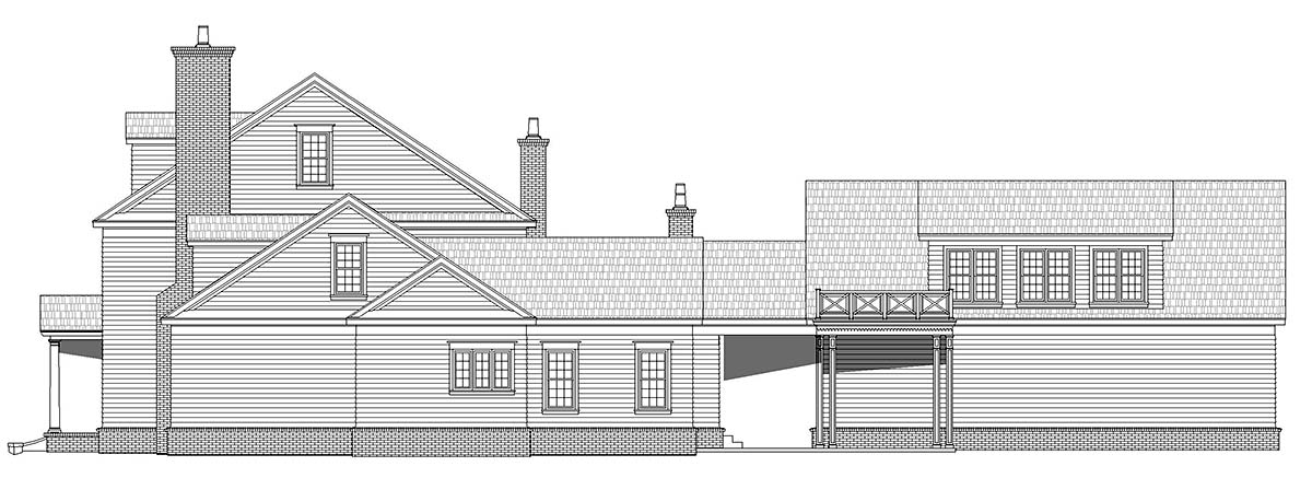 Colonial, Country, Plantation Plan with 6400 Sq. Ft., 6 Bedrooms, 6 Bathrooms, 3 Car Garage Picture 2