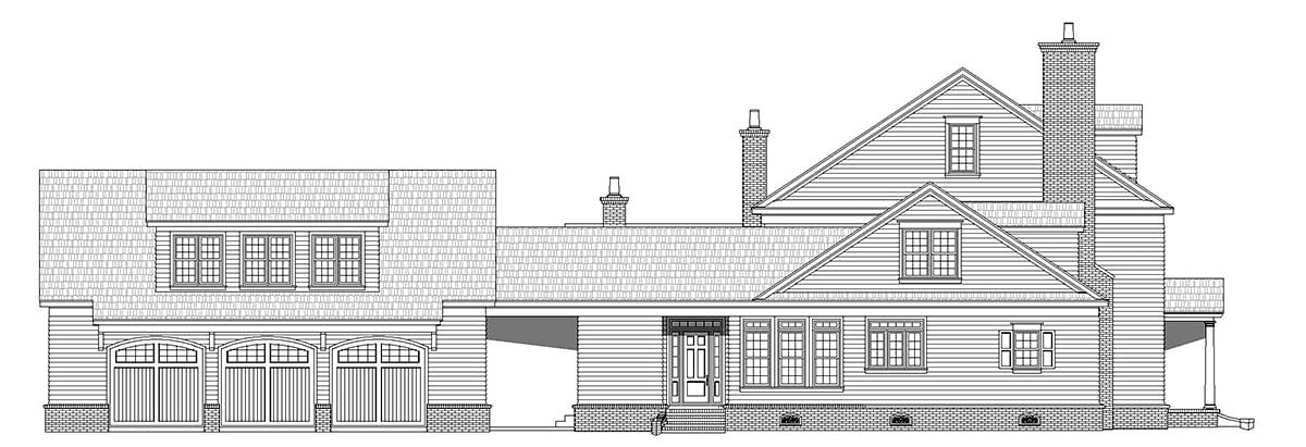 Colonial, Country, Plantation Plan with 6400 Sq. Ft., 6 Bedrooms, 6 Bathrooms, 3 Car Garage Picture 3