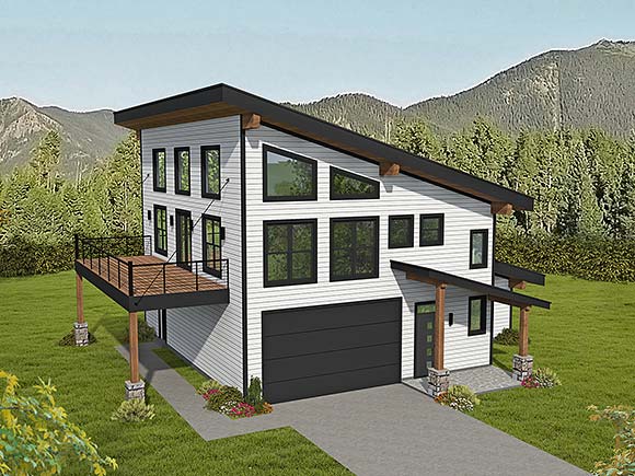 Garage-Living Plan 81521 Elevation