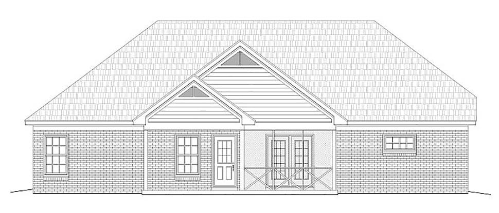 Contemporary Country Traditional Rear Elevation of Plan 81523