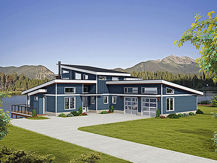 Contemporary Elevation of Plan 81530