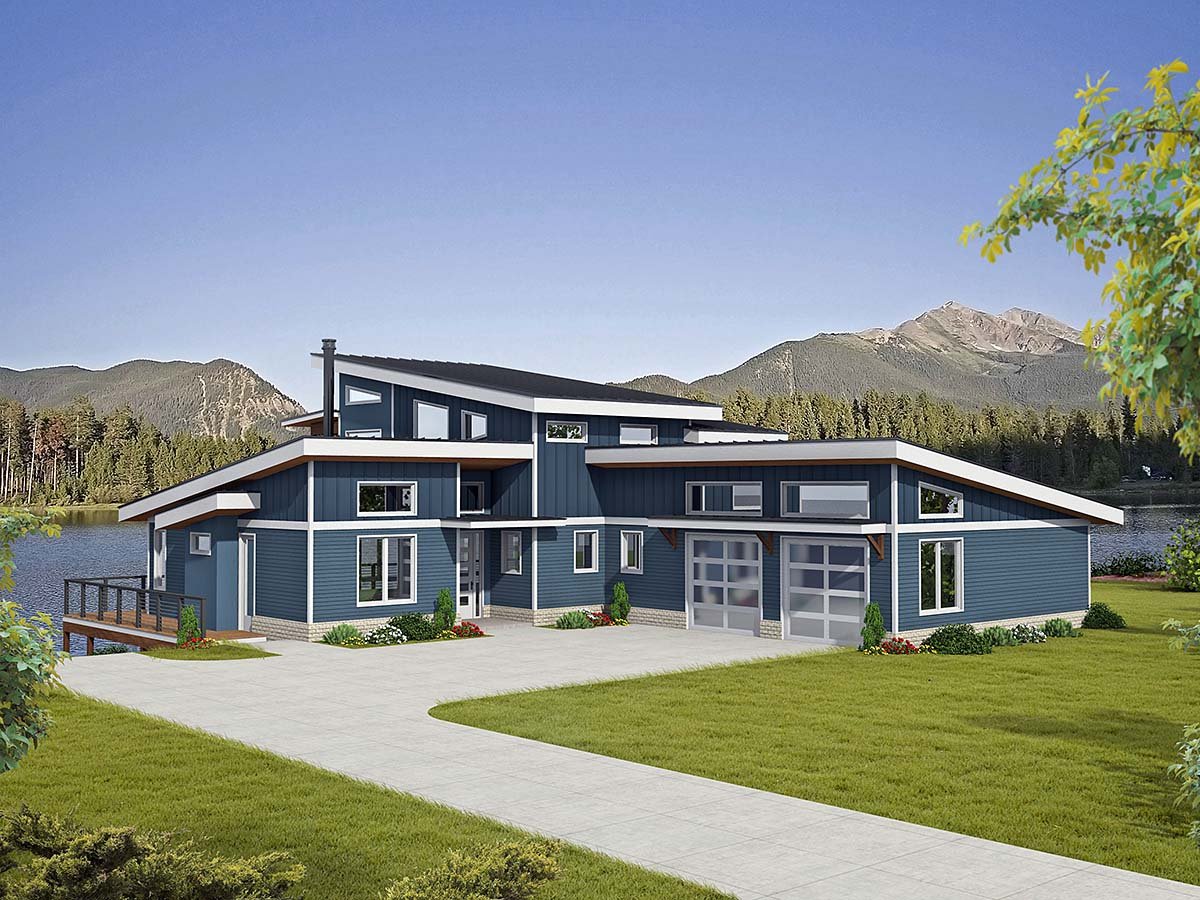 Contemporary Plan with 2443 Sq. Ft., 3 Bedrooms, 3 Bathrooms, 2 Car Garage Elevation