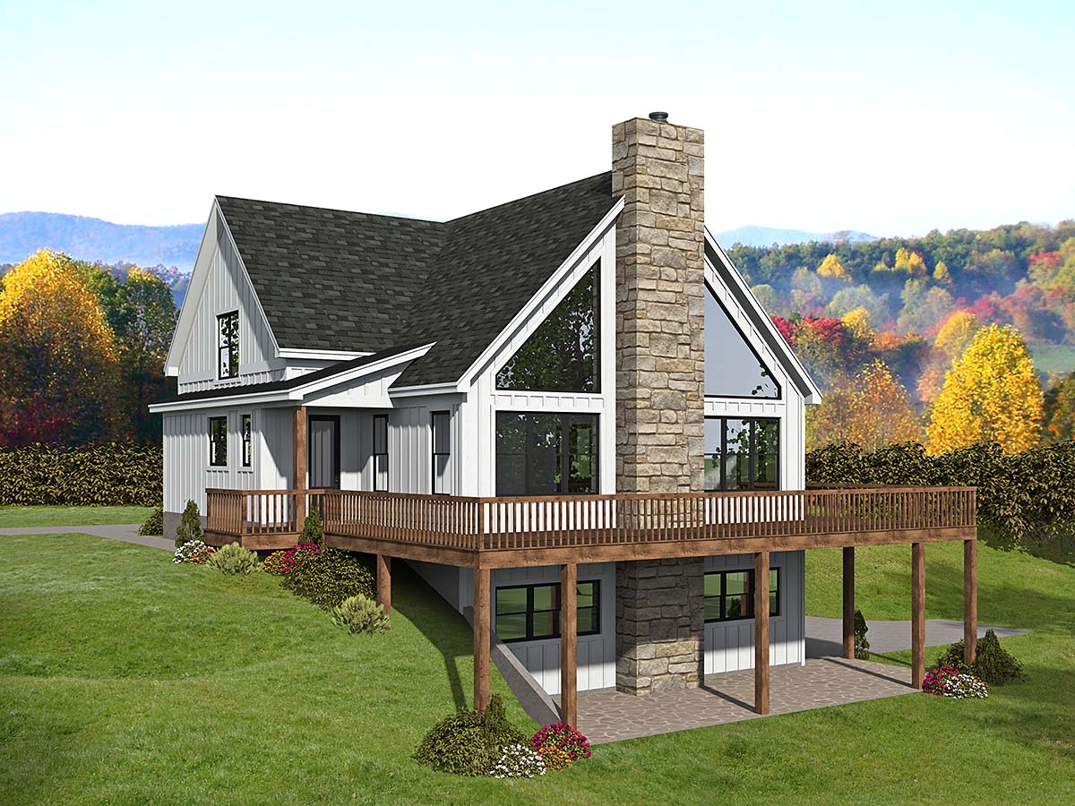 Country, Farmhouse, Prairie Style, Traditional Plan with 2061 Sq. Ft., 2 Bedrooms, 3 Bathrooms, 2 Car Garage Elevation