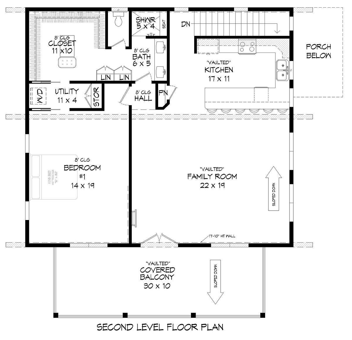 Garage-Living Plan 81538 Level Two