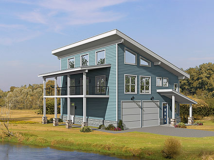 Coastal Contemporary Elevation of Plan 81538