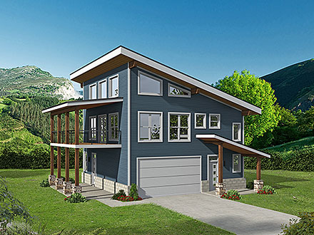 Coastal Contemporary Elevation of Plan 81541