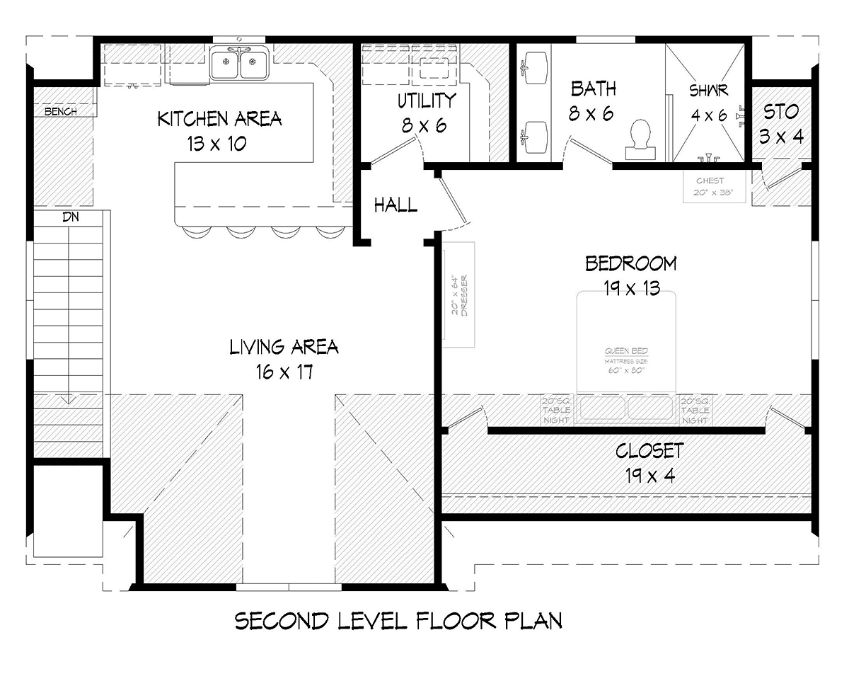 Garage-Living Plan 81547 Level Two