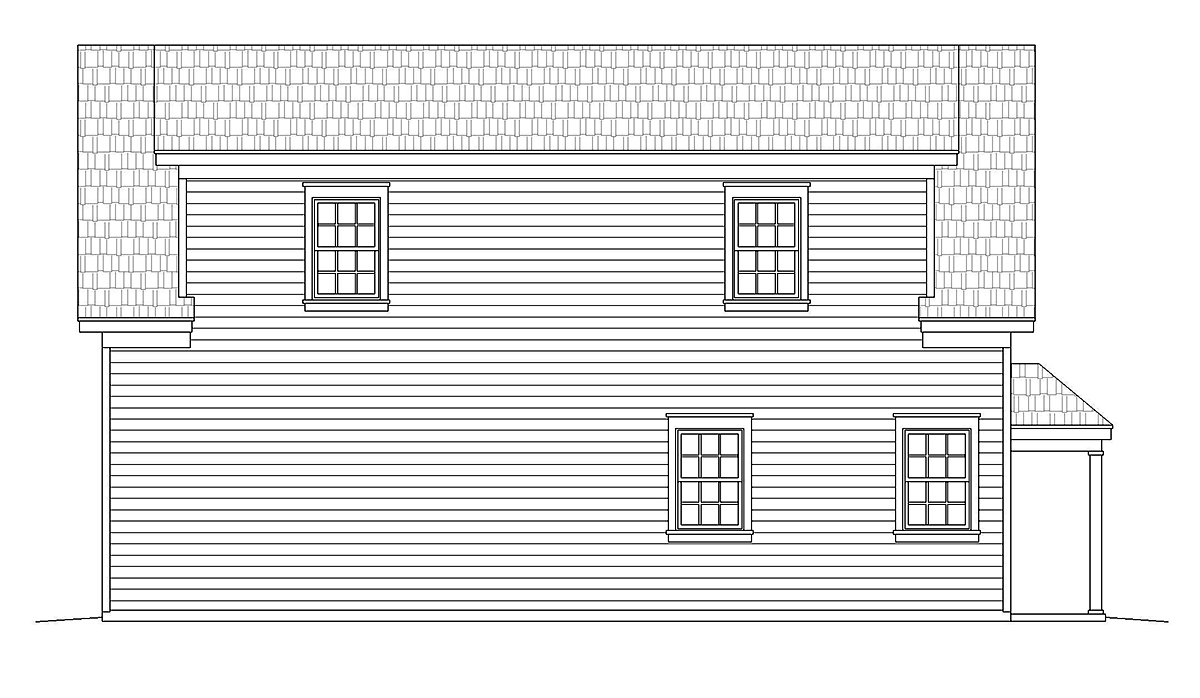 Cape Cod Saltbox Traditional Rear Elevation of Plan 81547