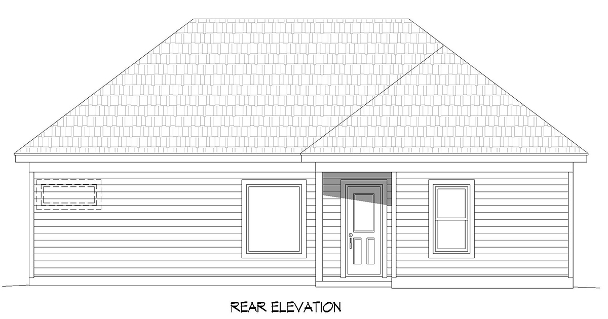 Traditional Rear Elevation of Plan 81548