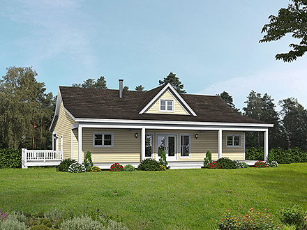 Country Farmhouse Ranch Traditional Elevation of Plan 81551