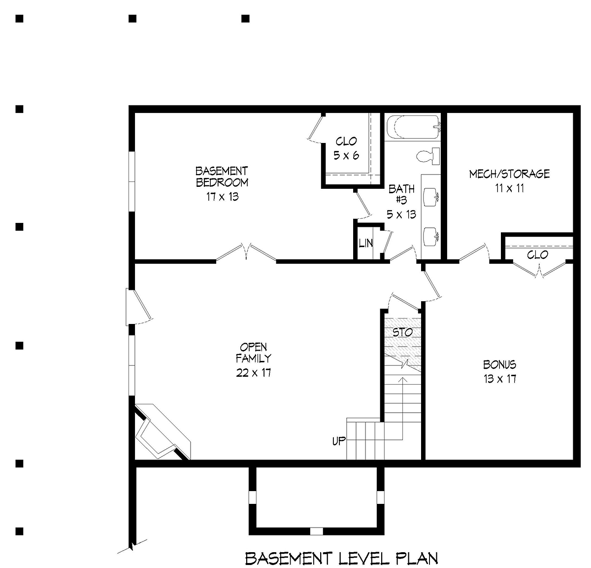 Cabin Country Prairie Style Traditional Lower Level of Plan 81553