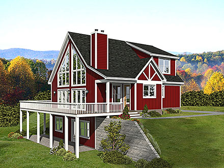Cabin Country Prairie Style Traditional Elevation of Plan 81553