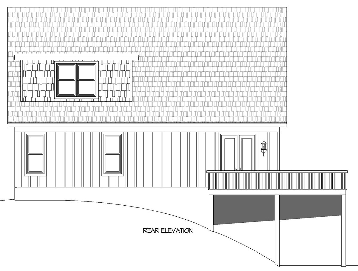 Cabin Country Prairie Style Traditional Rear Elevation of Plan 81553