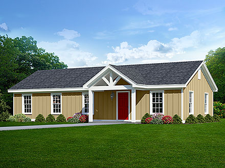 Country Farmhouse Ranch Traditional Elevation of Plan 81554