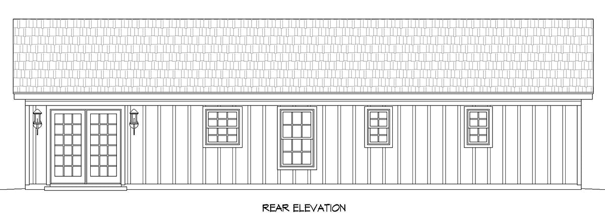 Country Farmhouse Ranch Traditional Rear Elevation of Plan 81554