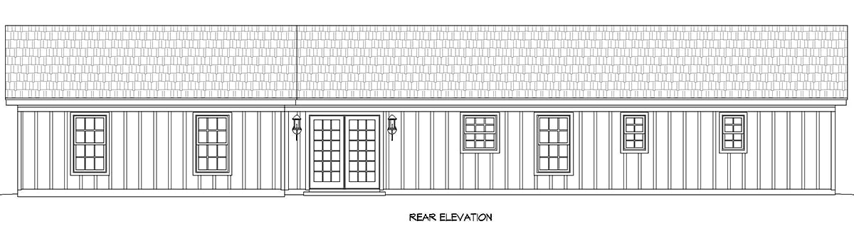 Country Farmhouse Ranch Traditional Rear Elevation of Plan 81555