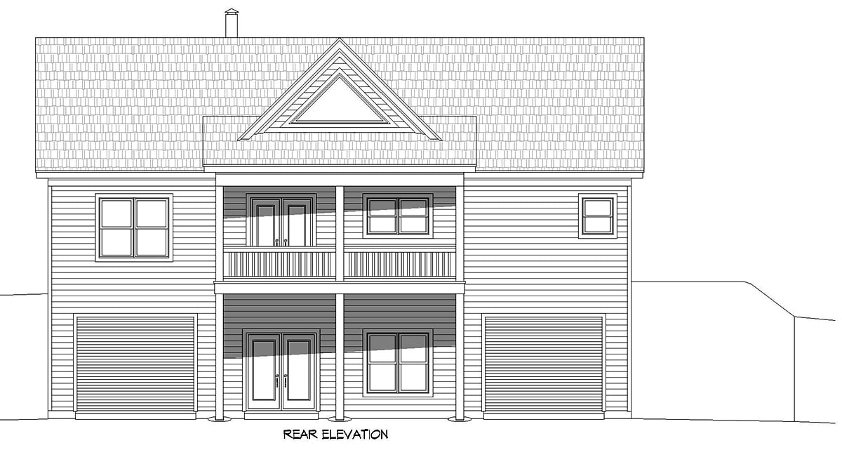 Country Farmhouse Ranch Traditional Rear Elevation of Plan 81557