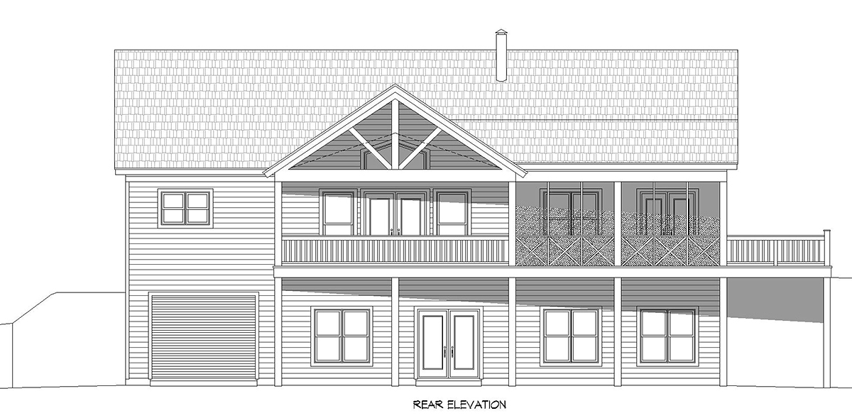 Country Farmhouse Ranch Traditional Rear Elevation of Plan 81558