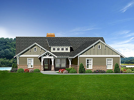 Cottage Country Farmhouse Ranch Elevation of Plan 81559