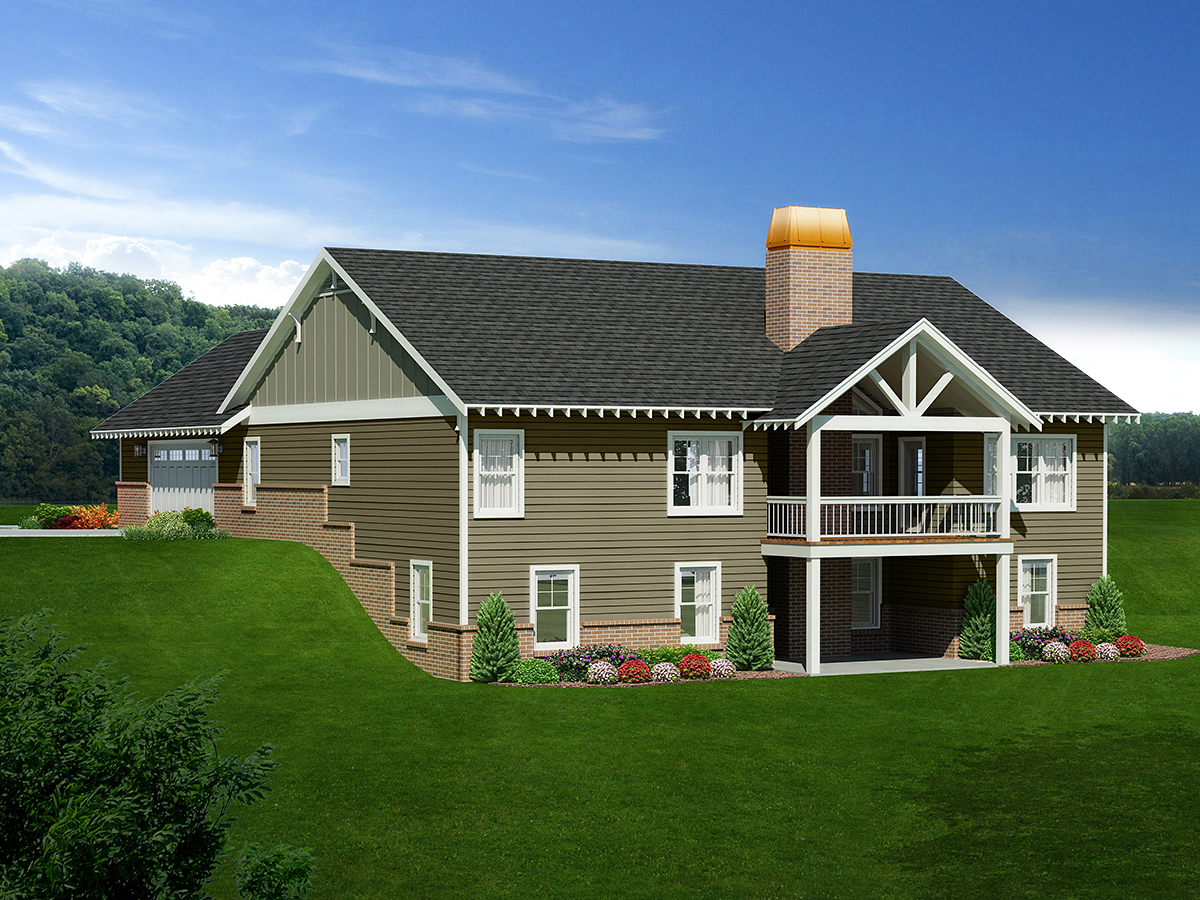 Cottage Country Farmhouse Ranch Rear Elevation of Plan 81559