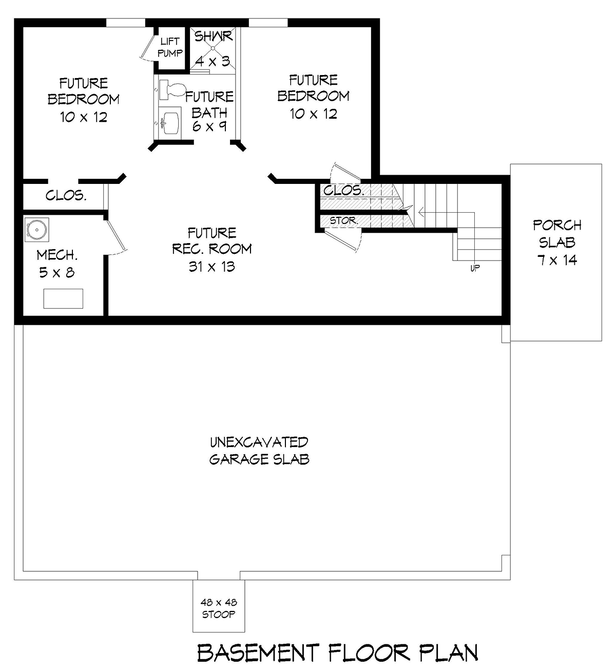 Contemporary Modern Lower Level of Plan 81560