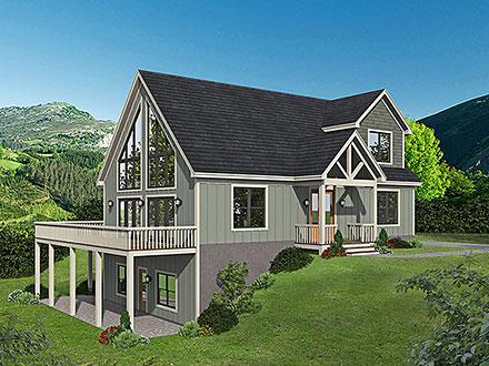 Bungalow Cabin Craftsman Farmhouse Prairie Style Elevation of Plan 81564