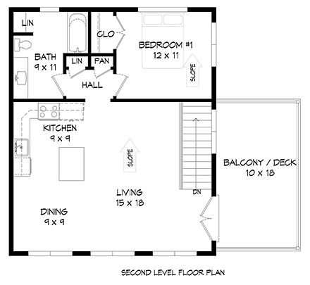 Garage-Living Plan 81567 Second Level Plan