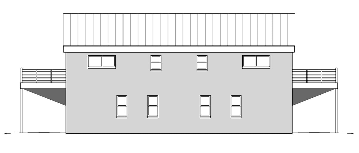 Contemporary Rear Elevation of Plan 81568