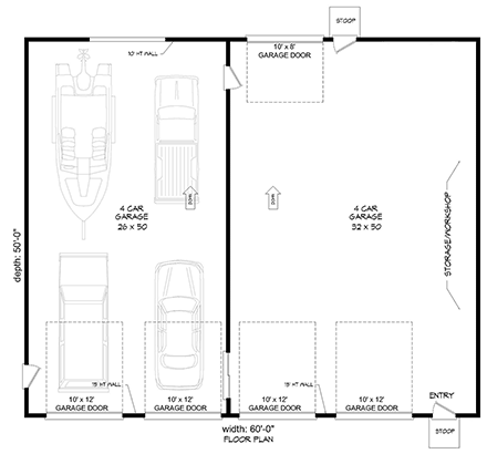 Garage Plan 81569 - 8 Car Garage First Level Plan