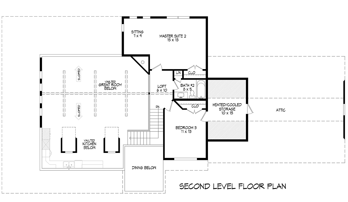 Country Farmhouse Traditional Level Two of Plan 81570