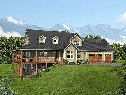 Country Farmhouse Traditional Elevation of Plan 81570