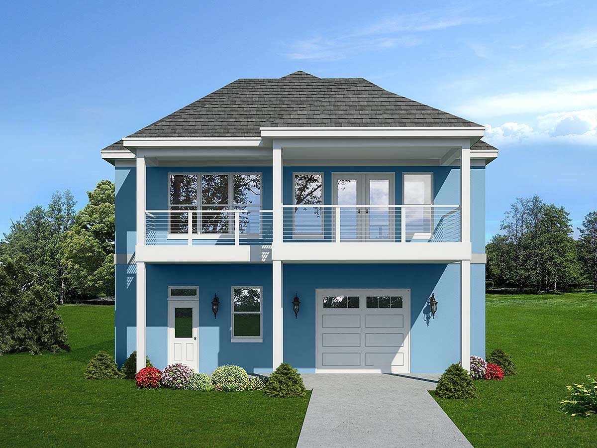 Contemporary Plan with 1157 Sq. Ft., 1 Bedrooms, 2 Bathrooms, 3 Car Garage Elevation