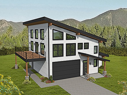 Contemporary Modern Elevation of Plan 81574