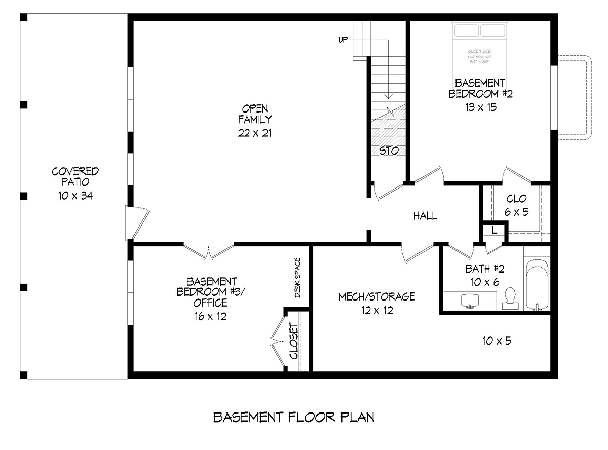 Cabin Country Prairie Style Ranch Traditional Lower Level of Plan 81577