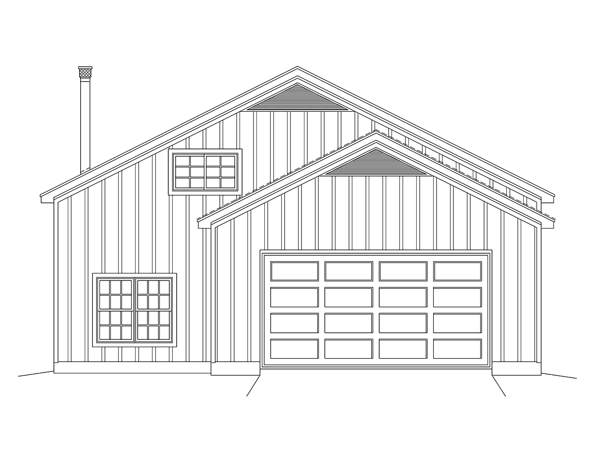 Country Traditional Rear Elevation of Plan 81578