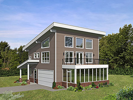 Coastal Contemporary Modern Elevation of Plan 81580