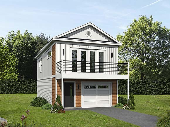 Garage-Living Plan 81584 Elevation