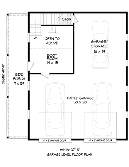 Garage-Living Plan 81586 First Level Plan