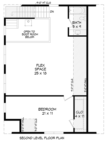 Garage-Living Plan 81586 Second Level Plan
